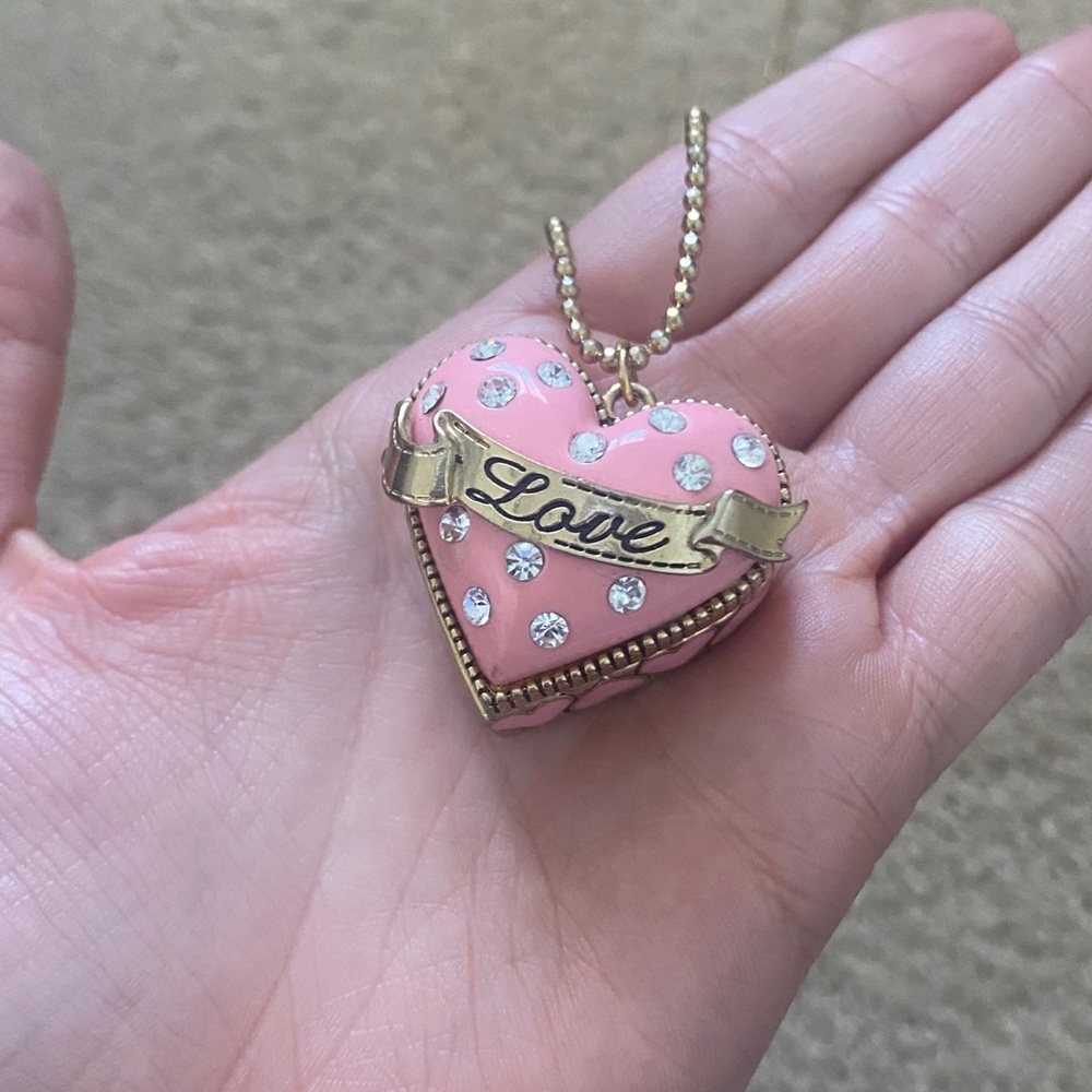 Vintage Betsey Johnson Long LOVE Pink Necklace